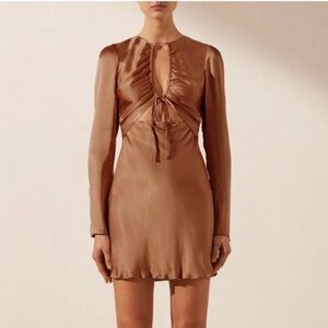 NWT Shona Joy Felicity Long Sleeve Cut Out Front Mini Dress